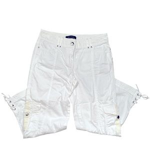 WHBM White Capris, lace sides, size 00